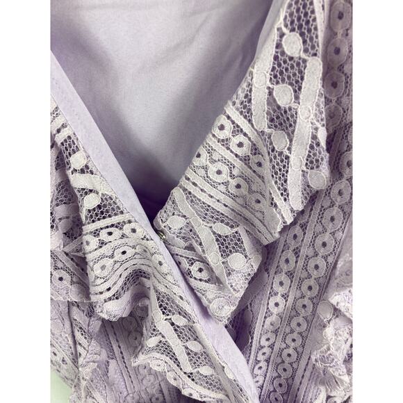 Aqua Ruffled Lace Faux Wrap Dress Purple Size Medium - Picture 4 of 7